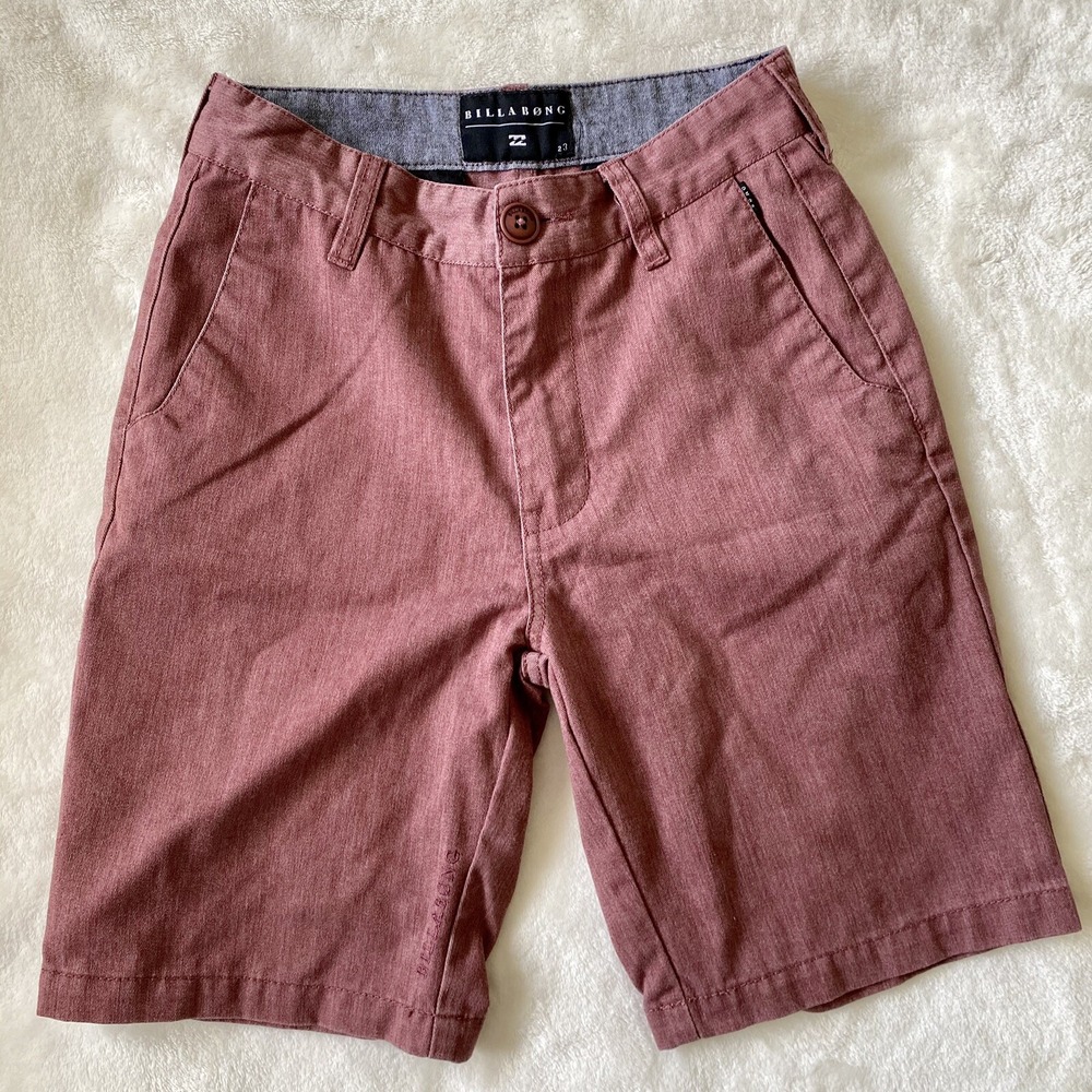 Billabong Carter Boys Maroon Chino Twill Walk Shorts Embroidered Logo Sz 23